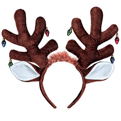 Earring Bulb Antler Headband | Christmas Accessory Antlers Headband, Antler Christmas, Light Bulb Ornaments, Moose Antlers, Antler Headband, Reindeer Headband, Halloween Costume Shop, Reindeer Antlers, Christmas Headband