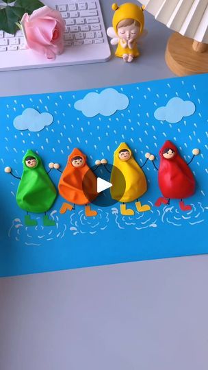 Rainy Season Craft For Kids, Rainy Season Craft, Ballon Crafts, Rain Crafts, Craft Ideas Paper, D Design, Rainy Day Crafts, Paper Craft Ideas, Seasons Art