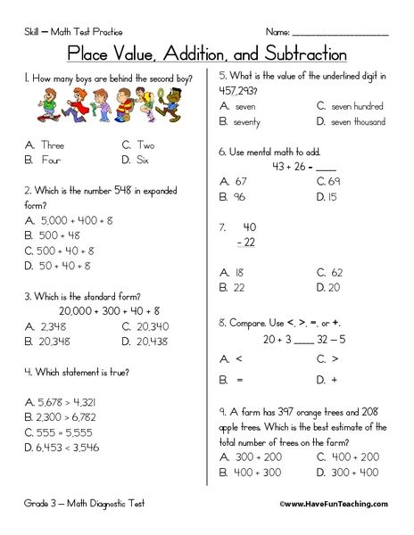 Place Value, Addition, and Subtraction Worksheet | Lesson Planet 3rd Grade Test Prep, Third Grade Fractions Worksheets, Third Grade Fractions, Third Grade Math Worksheets, Math Practice Worksheets, 3rd Grade Math Worksheets, Prep Worksheets, Addition And Subtraction Worksheets, Math Place Value