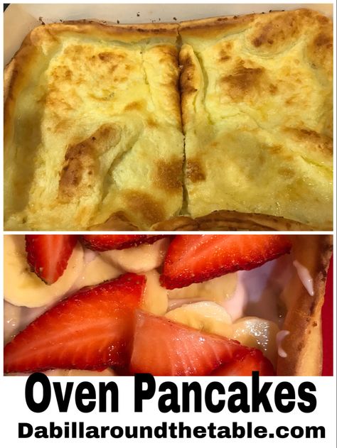 Panakuken-Oven Pancake for Breakfast, Brunch or Dinner - dabillaroundthetable Panakuken German Pancakes, Panakuken Recipe, Handheld Meals, Dutch Breakfast, Puffy Pancakes, Oven Pancake, Easy Kid Friendly Dinners, Low Budget Meals, Oven Pancakes