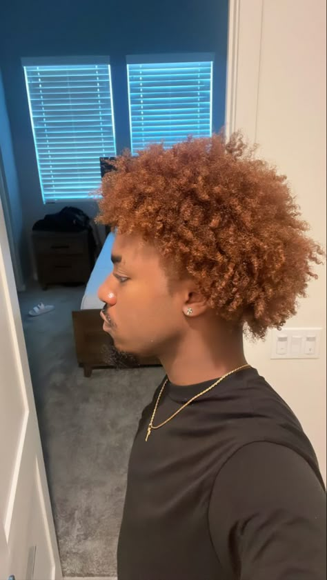 Black Ginger Hair Men, Dark Ginger Hair Men, Ginger Afro Men, Ginger Hair Color Men, Brown Dyed Hair Men, Dyed Afro Men, Hair Color For Dark Skin Men, Black Men With Dyed Hair, Dyed Hair Men Black