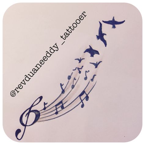 Music Note Angel Wing Tattoo, Bird And Music Tattoo, Bird Music Tattoo, Music Bird Tattoos, Music Staff Tattoo, Bones Music, Tattoos For Women Small Meaningful, Music Notes Tattoo, Music Note Tattoo