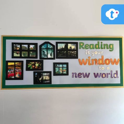 Reading is Your Window to a New World - Classroom Display Library Displays Primary School, Reading Classroom Display, Year 6 Reading Display, Reading Display Ks1, Reading Journey Display, Where Will Reading Take You Display, Classroom Reading Display, Reading For Pleasure Display, Reading Display Ks2