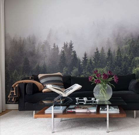 Wallpaper Artwork, Eclectic Homes, London Houses, Forest Mural, Wallpaper Ceiling, Wallpaper Inspiration, Forest Wall Mural, Photo Mural, Jungle Wallpaper