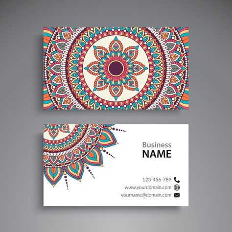 Floral mandala visiting card Premium Vec... | Premium Vector #Freepik #vector #mandala-card #mandala-business-card #flower-mandala #mandala Mandala Card, Sweet Box Design, Business Card Pattern, Floral Business Cards, Graphic Design Business Card, Visiting Card Design, Design Mandala, Mandala Art Lesson, Light Shadow