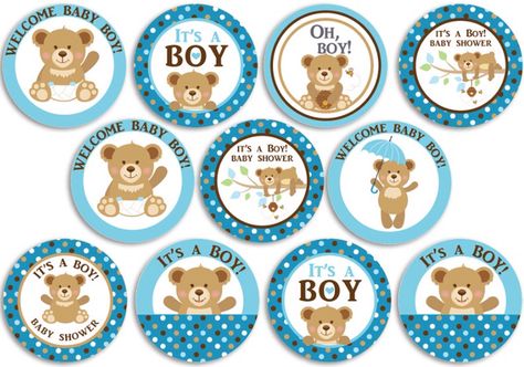 Party favor tags Baby Shower Souvenirs Boy, Baby Shower Cupcakes For Boy, Teddy Bear Cupcakes, Baby Shower Favors Diy, Baby Shower Souvenirs, Monkey Baby Shower, Boy Baby Shower Ideas, Baby Boy Shower Favors, Monkey Baby