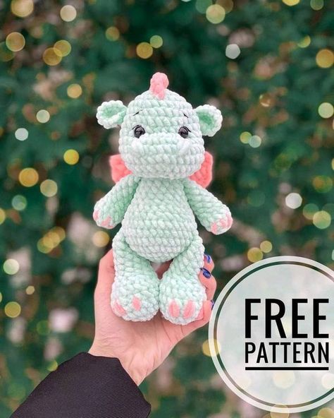 Crochet Dinosaur Patterns, Crochet Dragon Pattern, Pola Amigurumi, Crochet Dragon, Crochet Animals Free Patterns, Crochet Unicorn, Crochet Amigurumi Free Patterns, Crochet Amigurumi Free, Dinosaur Pattern