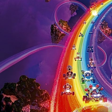 Rainbow Road Mario Kart, Aesthetics Icon, The Super Mario Bros Movie, Super Mario Bros Movie, Rainbow Road, Super Mario Art, Super Mario Brothers, Mario Art, Mario Brothers