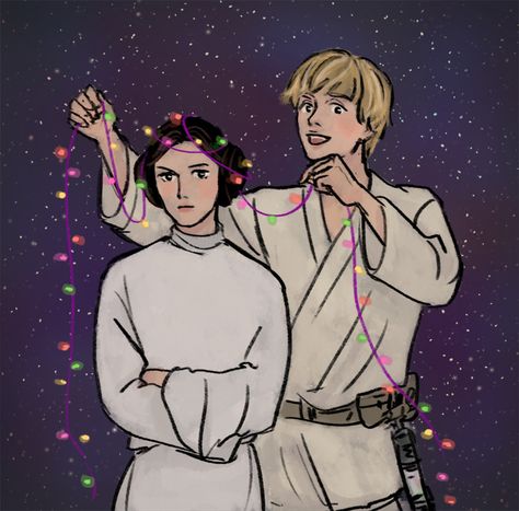 Princess Leia Organa & Luke Skywalker | Star Wars | #starwars #starwarsart #starwarsfanart #princessleia #lukeskywalker #jedi #thelastjedi Leia Organa Fanart, Leia Fanart, Princess Leia Art, Luke And Leia, Luke Leia, Han And Leia, Star Wars Christmas, Leia Organa, Original Trilogy