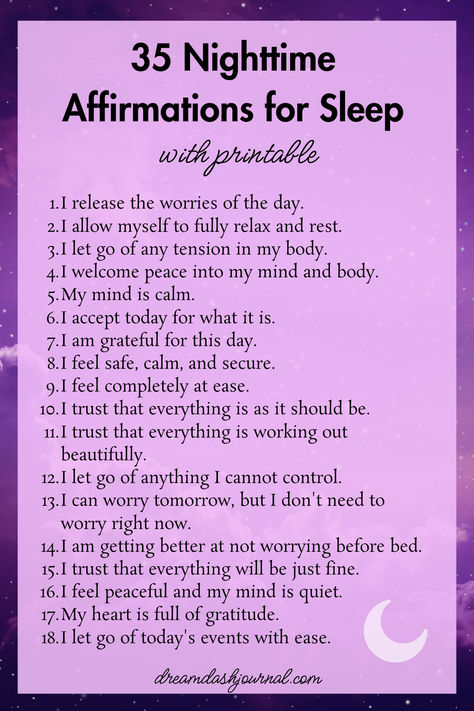 A List of Relaxing Nighttime Affirmations for Sleep Good Night Affirmations, Letting Go Affirmations, Soothing Affirmations, Rest Affirmations, Night Affirmations Before Sleep Quotes, Sleep Affirmations Night, Night Affirmations Before Sleep, Bedtime Affirmations For Kids, Night Mantra Affirmations