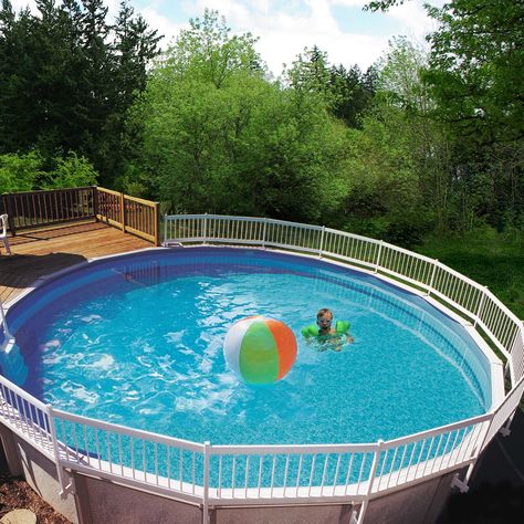 Above Ground Pool Fence Kit (8 Section) - White - Walmart.com - Walmart.com Above Ground Pool Fence, Pool Deck Plans, Best Above Ground Pool, Swimming Pool Decks, Intex Pool, Vinyl Pool, Round Pool, Above Ground Pool Landscaping, Cool Swimming Pools