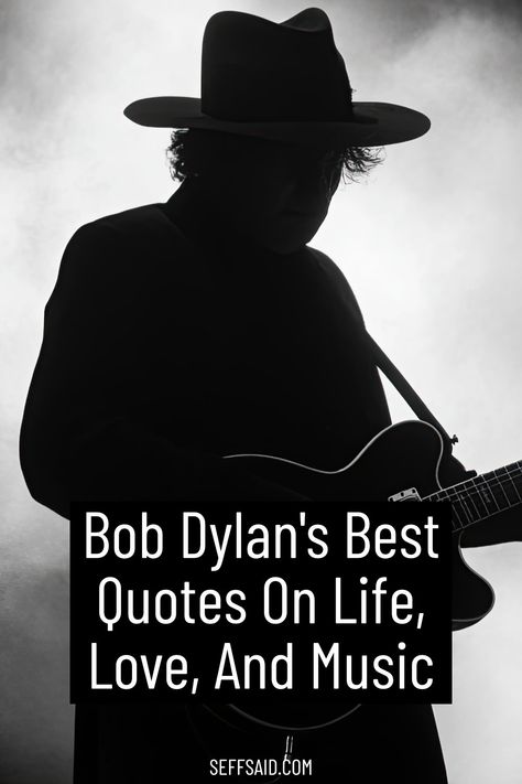 These 50 Bob Dylan quotes offer a glimpse into the mind of one of the most influential voices of our time. via @SeffSaid Bob Dylan Tattoo Lyrics, Famous Music Quotes, Best Quotes On Life, Bob Dylan Quotes, Bob Dylan Lyrics, Love And Music, Unforgettable Quotes, The Awful Truth, Lyric Tattoos