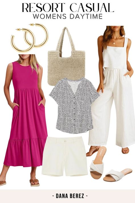 Womens Resort Wear Outfits 2023, Resort Vacation Outfits What To Wear, Beach Outfits Women Vacation Resort Wear Summer Dresses, All Inclusive Resort Outfit Ideas, Resort Casual Attire Women, Resort Wear For Women Classy, Resort Casual Wear, Packing For Vacation, Mom Swimsuit