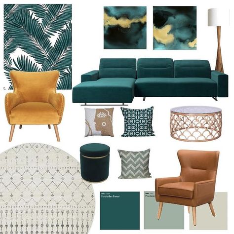 E-design & Decorating on Instagram: "#moodboardmonday #mondaymoodboard Gosh, it's been a while since I last posted a Monday Moodboard, which is a shame because I love doing them. This emerald green #inspoboard is inspired by an article I recently read discussing the durability of emerald green and darker greens when it comes to interior decoration. I couldn't agree more. I know many people love decorating with blue shades, but for me, it's all about the greens. Green is both a calming but a Emerald Green Interior Design, Emerald Green Interior, Living Verde, Emerald Green Couch, Green Couches, Emerald Green Living Room, Decorating With Blue, Emerald Green Sofa, Green Couch Living Room