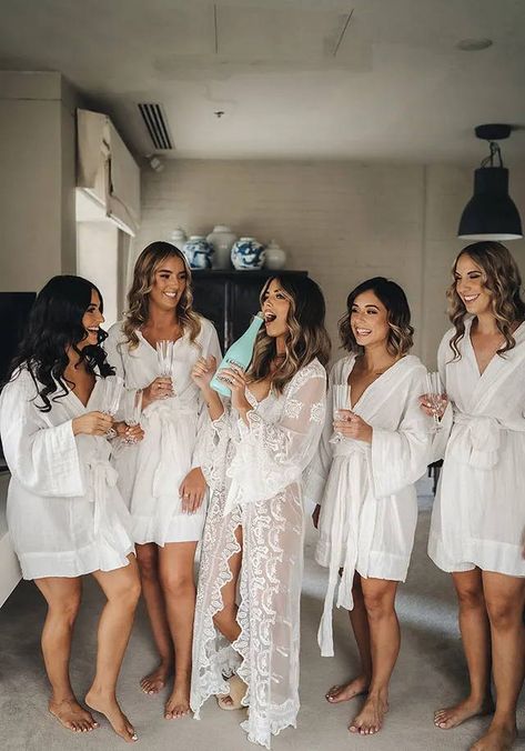 10 Beautiful Bridal Robes to Get Ready In On Your Special Day – Homebodii AU Bridal Robe Getting Ready, Getting Ready Bridesmaids, Bridal Robes Getting Ready, Bridesmaid Get Ready Outfit, Bridal Robe Lace, Getting Ready Robes, Bridesmaids Getting Ready, Bridal Party Getting Ready, Bridal Pajamas