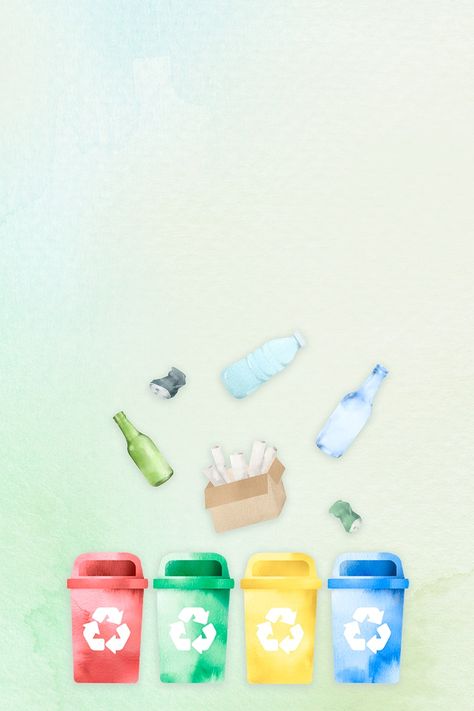 Recyclable waste bin background in watercolor illustration | free image by rawpixel.com / Adjima Tree Wallpaper Iphone, Recycle Logo, Blue Butterfly Wallpaper, Alcohol Ink Crafts, Free Illustration Images, Waste Bin, Easy Diy Art, Watercolor Design, Love Wallpaper