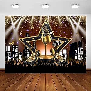 Avezano Karaoke Party Backdrop Star Vacation Party Decorations Photography Background Night Show Microphone Karaoke Theme Photography Photo Booth Background (7x5ft) Microphone Karaoke, Background Night, Theme Photography, Photo Booth Background, Karaoke Party, Night Show, Party Backdrop, Karaoke, Photo Booth