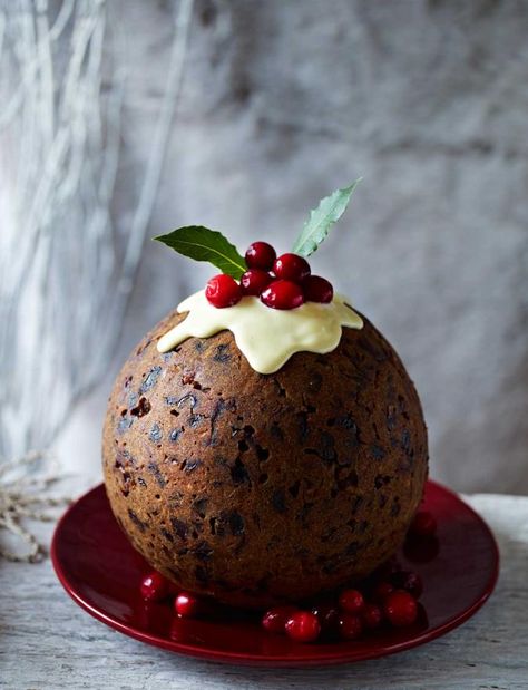 Cranberry gingerbread Christmas pudding with ginger sauce | Sainsbury's Magazine Cranberry Gingerbread, Christmas Pudding Recipes, Xmas Pudding, Pane Dolce, Plum Pudding, Ginger Sauce, Xmas Food, Mince Pies, Gingerbread Christmas