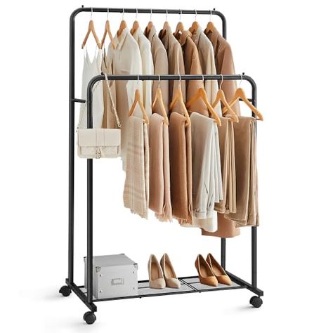 Messy Clothes, Hanging Clothes Rail, Rolling Clothes Rack, High Clothes, Garment Rack, Closet Accessories, Metal Clothing, Clothes Rail, Storage Closet Organization