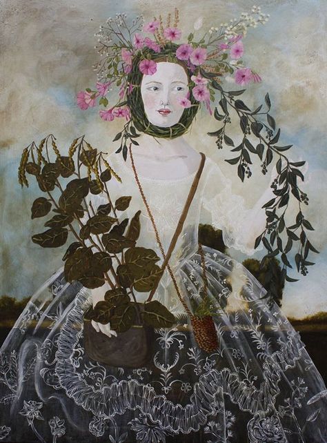 Plant Collector ~ Anne Siems Flowers In Her Hair, Modern Photography, American Folk Art, Drip Painting, Fall Prints, Her Hair, Surrealism, Folk Art, Fantasy Art