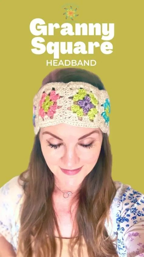 Granny Square Headband Pattern | Crochet Granny Square Tutorial - Stardust Gold Crochet Granny Square Headband Pattern, Easy Granny Square Crochet, Granny Square Headband, Headband Pattern Crochet, Ear Warmer Crochet, Crochet Headband Free, Easy Beginner Crochet Patterns, Easy Granny Square, Crochet Granny Square Tutorial