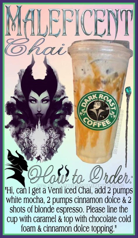 Disney Starbucks Drinks Recipes, Disney Themed Starbucks Drinks, Themed Starbucks Drinks, Disney Starbucks Drinks, Frappe Recipes, Starbucks Halloween Drinks, Starbies Drinks, Starbucks Ideas, Starbucks Drink Menu