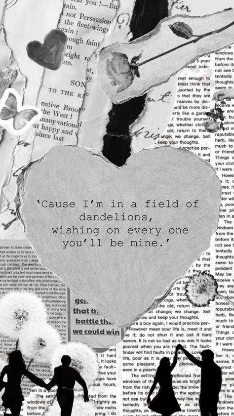 Created by Raising_Lainey on Shuffles Dandelion Song Lyrics, Dandelions Spotify, Dandelions Wallpaper, Dandelion Lyrics, A Field Of Dandelions, Field Of Dandelions, Spotify Wallpaper, Dandelion Wallpaper, Mini Art Journal