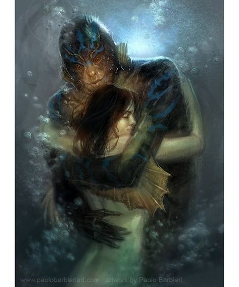 regram @paolobarbieriart And the Oscar goes to... The Shape of Water - tribute //// #paolobarbieri #paolobarbieriart //// #theshapeofwater #shapeofwater #guillermodeltoro #fantasy #fantasyart #art #tribute #artwork #artworks #creature #monster #love #oscar2018 #hug #hugs #illustration #drawing #laformadellacqua #water Alien Romance Art, Monster Romance Art, Alien Romance, Water Movie, Monster Romance, Shape Of Water, Doug Jones, The Shape Of Water, Romantic Films