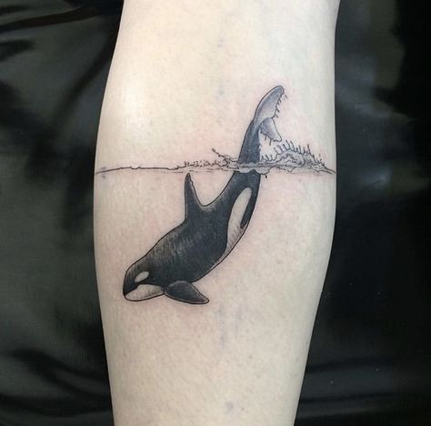 Matching Orca Tattoos, Realistic Orca Tattoo, Orca Tattoo Sleeve, Orca Tattoo Ideas, Orca Whale Tattoo, Sea Tattoos, Killer Whale Tattoo, Whale Shark Tattoo, Orca Tattoo