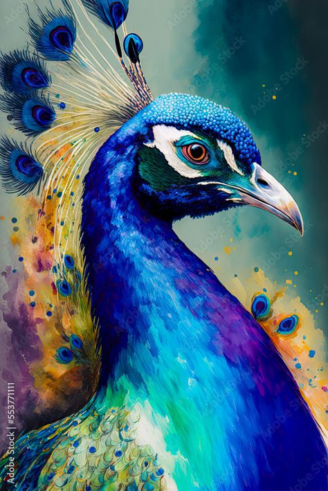 Diy Animals, Peacock Pictures, Puzzle Crafts, Round Art, Gems Art, Diamond Painting Kits, Watercolor Walls, Canvas Acrylic, Art Kits