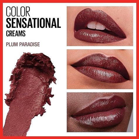 Amazon.com: Maybelline Color Sensational Lipstick, Lip Makeup, Cream Finish, Hydrating Lipstick, Plum Paradise, Wine Plum ,1 Count Maybelline Color Sensational Lipstick, Maybelline Color Sensational, Hydrating Lipstick, Dark Autumn, Lipstick Lip, Lip Makeup, Maybelline, Makeup Ideas, Plum