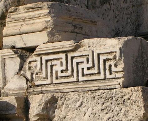 Greek meander pattern | Ephesus Theatre | Artifacts and Curios ... Ancient Greece Display, Greek Meander, Oracle Of Delphi, Mediterranean Aesthetic, Greece Fashion, Greek Pattern, Greek Gods And Goddesses, Greek Key Pattern, Greek Art