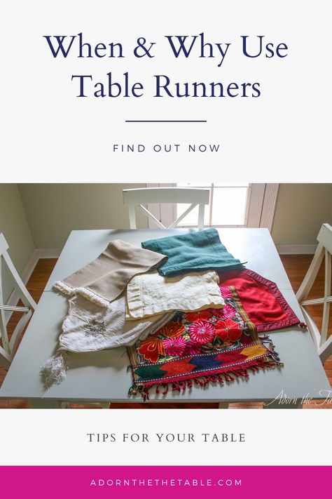 How To Use Table Runners, How To Style Table Runner, Table Cloth And Runner Ideas, Table Runner Length Guide, Table Runner And Placemats Dining Rooms, Glass Dining Table Decor, Dinner Room Table, Dining Room Table Runner, Unique Placemats