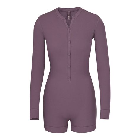 This slim and comfortable long sleeve onesie will be your new loungewear go-to, with a soft and slinky fabric. It features a scoop neckline with henley button front closures. Black Onesie, Cute Clothing Stores, Comfortable Loungewear, Loungewear Dresses, Long Sleeve Onesie, The Next Generation, Next Generation, Xl Dress, Scoop Neckline