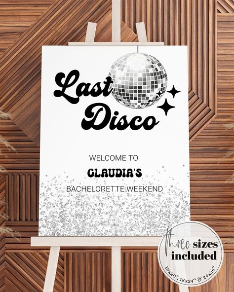 70s Bachelorette Party, 70s Bachelorette, Retro Disco Ball, Silver Disco Ball, Disco Bachelorette, Last Disco, 21st Bday Ideas, Baby Bash, Bachelorette Party Weekend