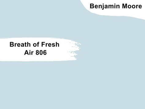 While this paint color from Benjamin Moore has been around for some time, it has not stopped being popular. Breath of Fresh Air is a quietly soothing color that throws hints of warmth and coolness. You can lighten the mood in your laundry room with this color. Breath Of Fresh Air Benjamin Moore, Benjamin Moore Breath Of Fresh Air, Ocean Air Paint Color, Bm Breath Of Fresh Air, Benjamin Moore Breath Of Fresh Air Paint, Behr Winds Breath, Behr Flowing Breeze, Behr Coastal Storm, Ocean Blue Paint