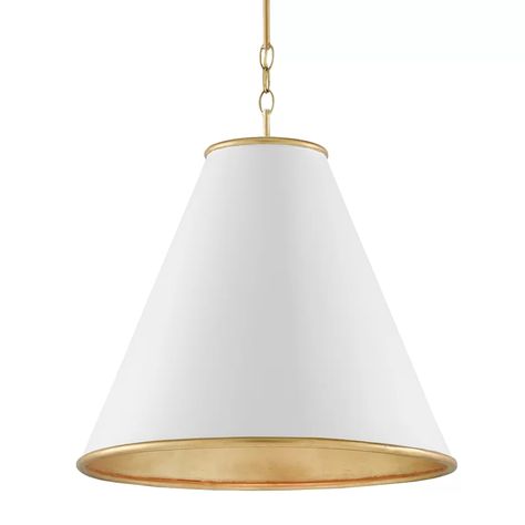 Currey & Company Pierrepont 1 - Light Single Cone Pendant | Perigold Wrought Iron Lights, Gold Fixtures, Iron Lighting, Black Pendant, Wood Dust, Burke Decor, Small Pendant, Brass Pendant, The Rings