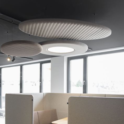 Acoustic suspended ceiling / decorative / fabric / floating BUZZILAND  BuzziSpace Acoustic Baffles, Modular Workstations, Office Fit Out, Acoustic Solutions, Suspended Ceiling, White Laminate, Sound Absorbing, Learning Spaces, Acoustic Panels