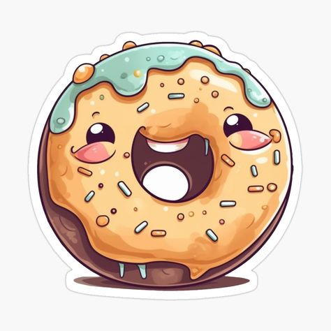 Indulge in a burst of joy and sweetness with this Joyful Donut Delight sticker. Featuring a delightful donut design with vibrant colors and a happy face, this sticker is perfect for adding a touch of happiness to your belongings. Stick it on your laptop, notebook, or water bottle to bring a smile to your face and spread some sugary cheer. Get your Joyful Donut Delight sticker now and let the delightful vibes brighten up your day! Game Doodle, Donut Delight, Donut Drawing, Donut Sticker, Donut Ice Cream, Donut Art, Donut Design, Food Pillows, Stickers Ideas