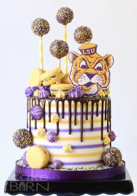 LSU Cake Lsu Cake, Chocolate Cake From Scratch, 17 Birthday Cake, Gourmet Cakes, Graduation Party Planning, Football Cake, Shower Desserts, 50th Birthday Cake, Cake Designs Birthday