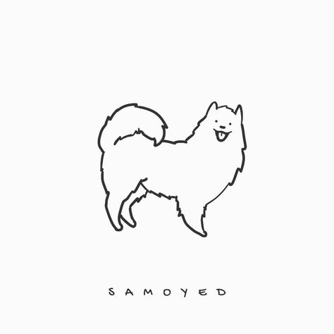 Samoyed Tattoo Minimalist, Samoyed Embroidery, Samoyed Drawing, Samoyed Dogs, Minimalist Artwork, Line Illustration, Tattoos Ideas, Embroidery Ideas, Small Paintings