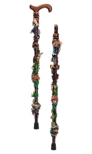 Beaded Walking Cane, Decorated Walking Cane, Cane Decorations Walking, Bedazzled Cane, Walking Cane Decorating Ideas, Decorated Mobility Aid, Cool Canes, Cool Walking Canes, Year Journal