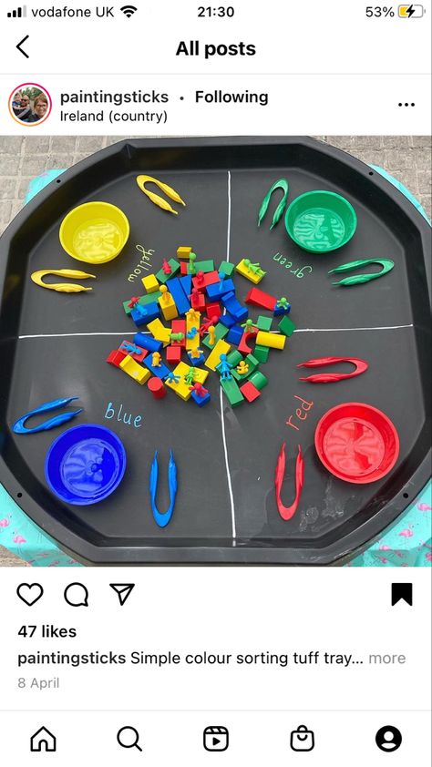 Tough Table Ideas Preschool, Turf Tray Activities, Messy Play 2-3, Colour Tuff Tray Ideas Eyfs, Maths Activities Eyfs Tuff Tray, Colour Themed Tuff Trays, Messy Play Tuff Tray Ideas Eyfs, Water Tray Ideas Preschool, Eyfs Sorting Activities