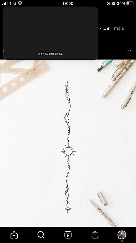 Sunflower Spine Tattoo Simple, Wave Spine Tattoos For Women, Spine Tattoos For Women Mountains, Spine Tattoos For Women Country, Simplistic Spine Tattoo, Tattoos Down Spine For Women, Planet Spine Tattoo, Spine Tattoos For Girls, Dainty Spine Tattoos For Women Unique