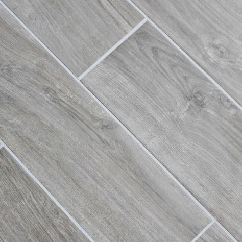 Gray Wood Look Tile Floor, Bathroom Remodel Wood Tile, Condo Flooring, Tile Looks Like Wood, Gray Wood Tile Flooring, Wood Tile Floor, Tile Grout Color, Grey Wood Tile, Wood Grain Tile