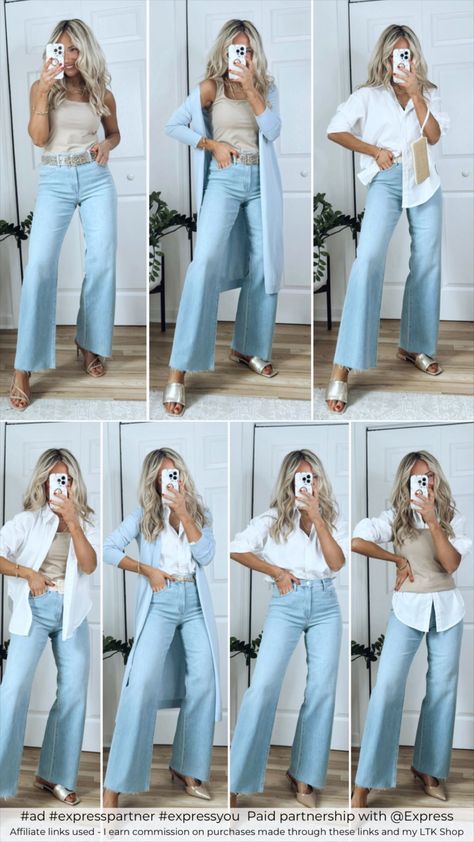 Blouse with Pin-tucks curated on LTK Spring Business Outfits, Wide Leg Jean Outfits, Spring Office Wear, Work Wear Spring, Spring Office Outfits, High Waisted Wide Leg Jeans, Work Clothes, Business Outfits, Pin Tucks