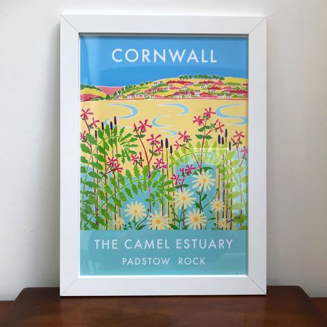 Holiday Memories: Vintage Style Cornish Art Posters Vintage Style Poster, Wild Grasses, Eco Friendly Art, Devon And Cornwall, Vintage Style Art, Art Calendar, School Art Projects, Travel Wall Art, Travel Wall