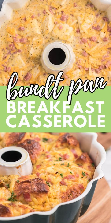 This quick and easy Hash Brown Breakfast Casserole is a fun twist on the classic dish. Learn how to make it in a bundt pan with this delicious recipe! Bundt Pan Egg Casserole, Egg Casserole In Bundt Pan, Egg Bake Bundt Pan, Bundt Cake Pan Breakfast Casserole, Breakfast Casserole Bundt Pan, Bundt Pan Breakfast Casserole With Biscuits, Easy One Pan Breakfast Casserole, Breakfast Bunt Casserole, Breakfast Ideas Bundt Pan