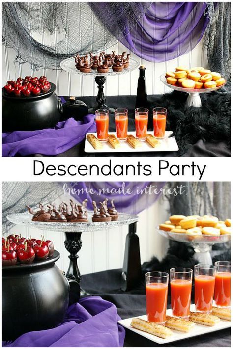 Fun and easy food ideas for a Disney Villains party to celebrate the premiere of The Disney Channel’s "Descendants". #Disney #VillainDescendants #ad Descendants Party Food, Disney Villains Party, Descendants Party Ideas, Villians Party, Easy Food Ideas, Villain Party, Descendants Party Ideas Birthdays, Disney Villain Party, Disney Descendants Party