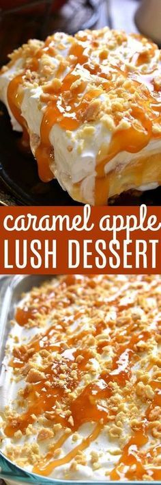 This Caramel Apple Lush Dessert is EVERYTHING! Layer upon layer of rich, creamy caramel apple goodness...this dessert is guaranteed to be a hit everywhere it goes! Apple Lush Dessert, Peach Turnovers, Caramel Apple Desserts, Trifle Cake, Lush Dessert, Weight Watcher Desserts, Diy Easy Recipes, Creamy Caramel, Layered Desserts